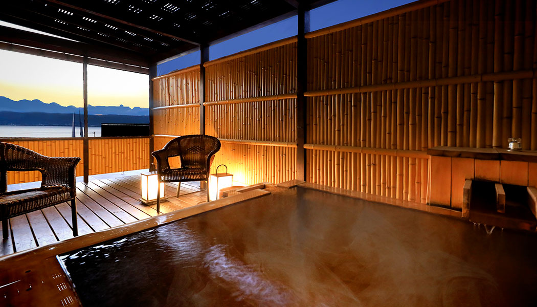 Japanese-style room with a semi-open-air bath